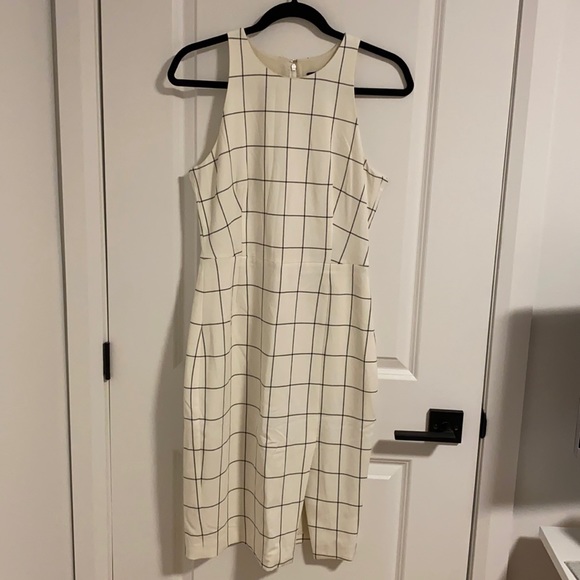 Banana Repblic Cream Windowpane Dress - Picture 1 of 6